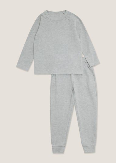 Boys Mini Me Grey Waffle Lounge Set (4-13yrs)