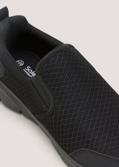 Soleflex Black Wide Fit Mesh Slip Trainers