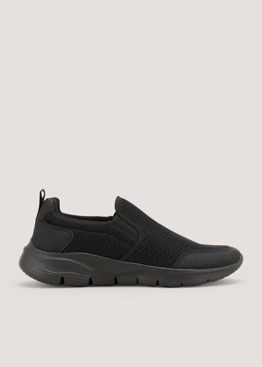 Soleflex Black Wide Fit Mesh Slip Trainers