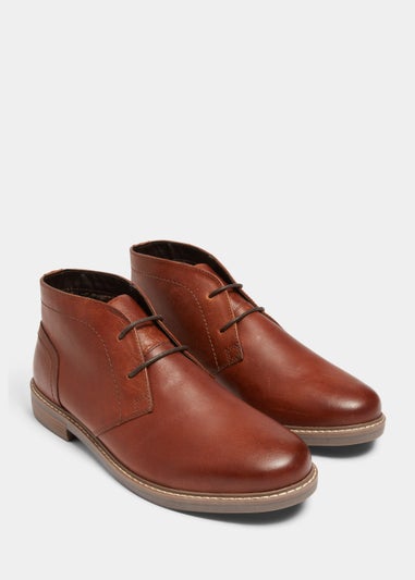 Brown Real Leather Wide Fit Chukka Boots