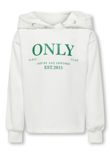 ONLY Girls White Slogan Hoodie (5-14yrs)