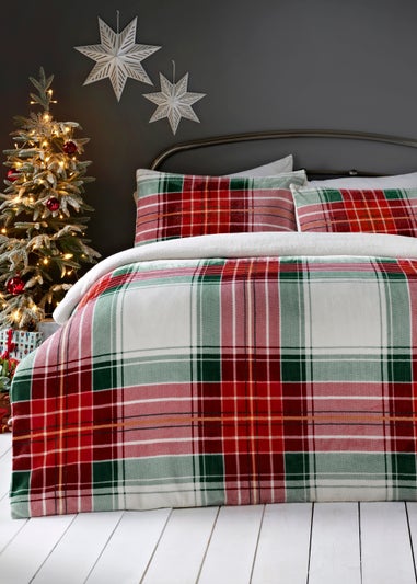 Red Check Print Fleece Duvet Cover