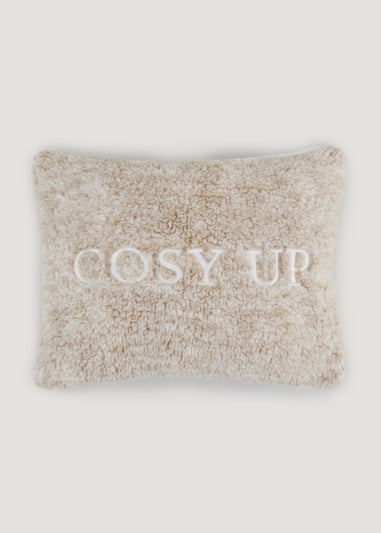 Beige Cosy Up Teddy Fleece Cushion (30cm x 38cm)