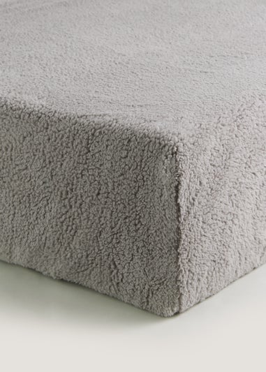 Grey Teddy Fleece Fitted Bed Sheet