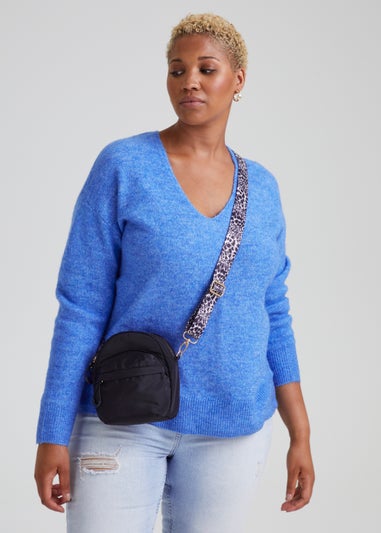 Papaya Curve Blue V-Neck Jumper