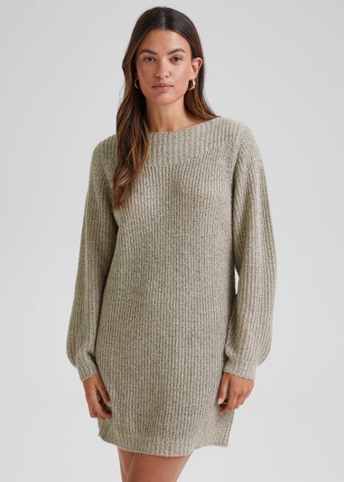 JDY Whitney Stone Long Sleeve Knitted Mini Dress