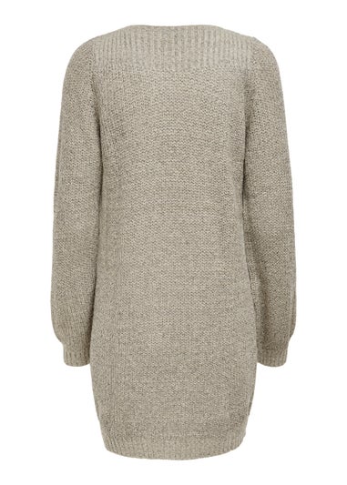 JDY Whitney Stone Long Sleeve Knitted Mini Dress