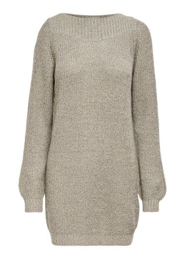JDY Whitney Stone Long Sleeve Knitted Mini Dress