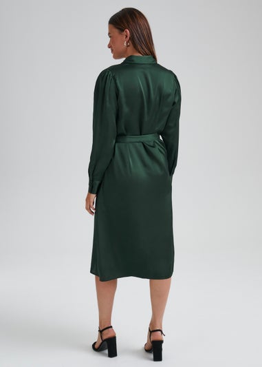 JDY Fifi Green Long Sleeve Midi Shirt Dress
