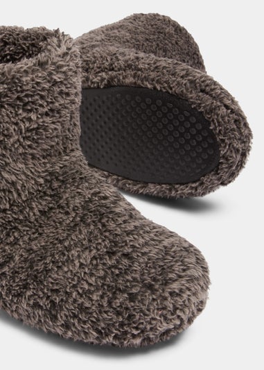 Charcoal Fluffy Boot Slippers