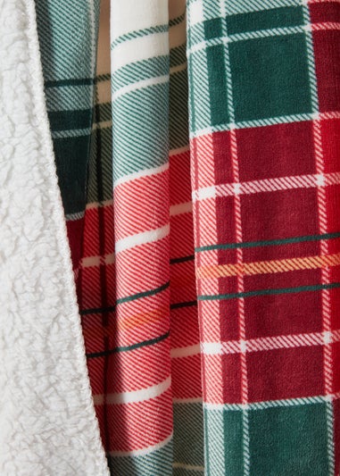 Red Check Backed Teddy Fleece Throw (150cm x 180cm)