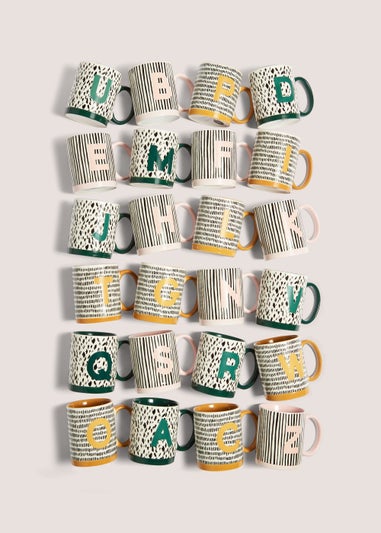 Multicoloured Print Alphabet Mug (9.5cm x 8cm)