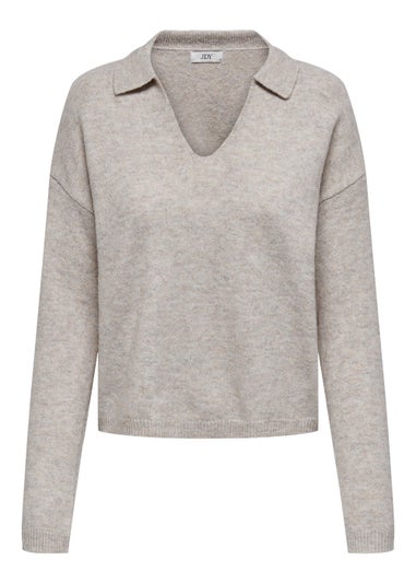 JDY Rue Grey Long Sleeve Knitted Sweatshirt