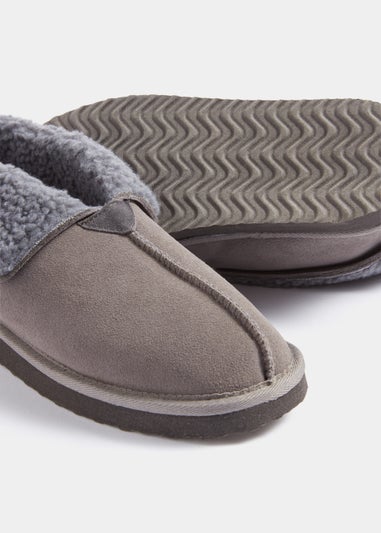 Grey Real Suede Slipper Boots