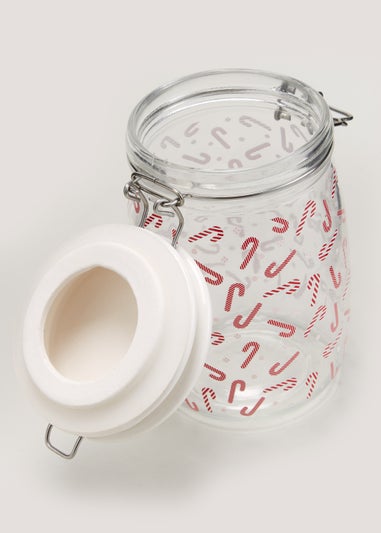 Candy Cane Large Clip Jar (18cm x 9.5cm)