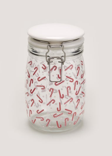 Candy Cane Large Clip Jar (18cm x 9.5cm)