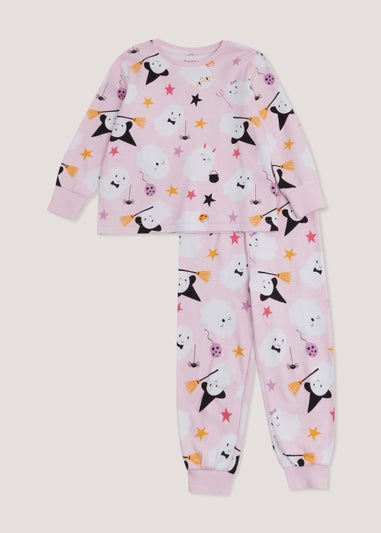 Kids Pink Halloween Ghost Print Pyjama Set (9mths-5yrs)