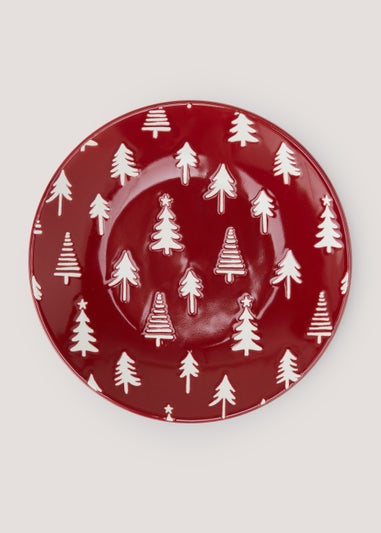 Red Christmas Tree Side Plate (19cm)