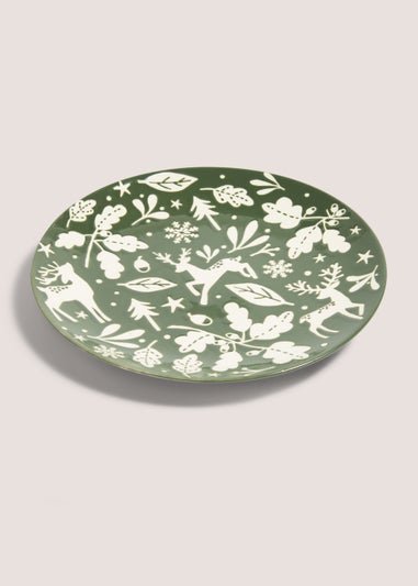 Green Christmas Stag Dinner Plate (27cm)