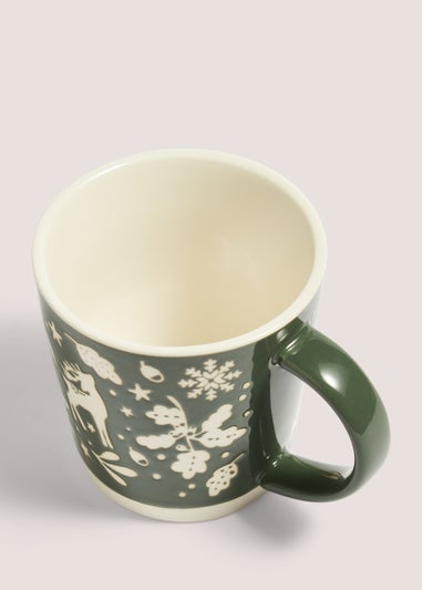 Green Christmas Stag Mug (9.5cm x 9.5cm)