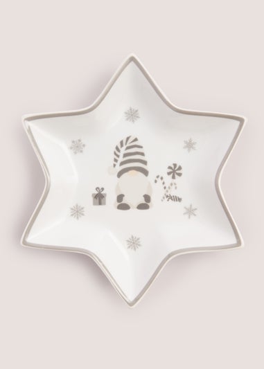 Grey Christmas Gnome Star Dish (20cm)