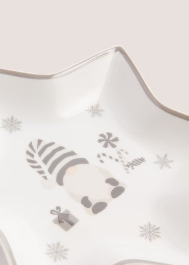 Grey Christmas Gnome Star Dish (20cm)
