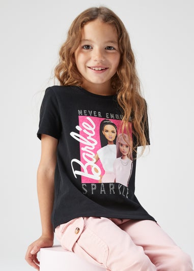 Kids Black Barbie Sparkle T-Shirt (4-10yrs)