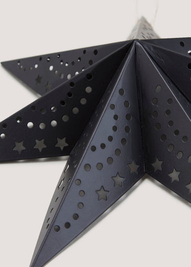 Black Metal Small Christmas Hanging Star (15cm x 30cm x 30cm)