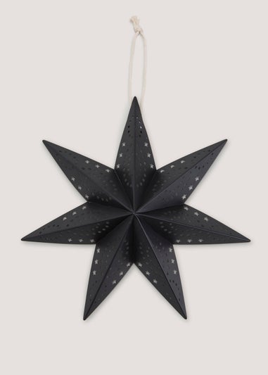 Black Metal Small Christmas Hanging Star (15cm x 30cm x 30cm)