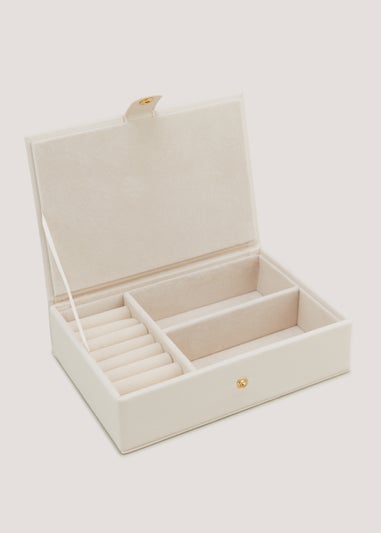 Cream PU Medium Jewellery Box - Matalan