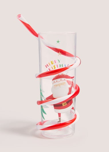 Kids Christmas Cup with Twist Straw (16cm x 6cm)