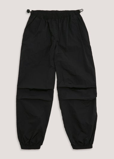 Girls Black Parachute Cargo Trousers (4-15yrs) - Matalan