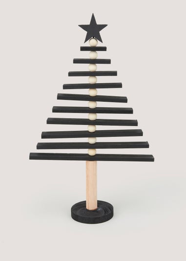 Black Wood Christmas Tree Ornament (45cm x 9cm x 25cm)