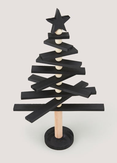 Black Wood Christmas Tree Ornament (45cm x 9cm x 25cm)