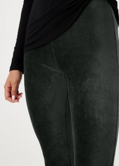 Green Velvet Cord Leggings