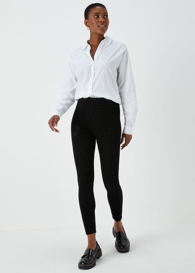 Black Dogtooth Flocked Leggings