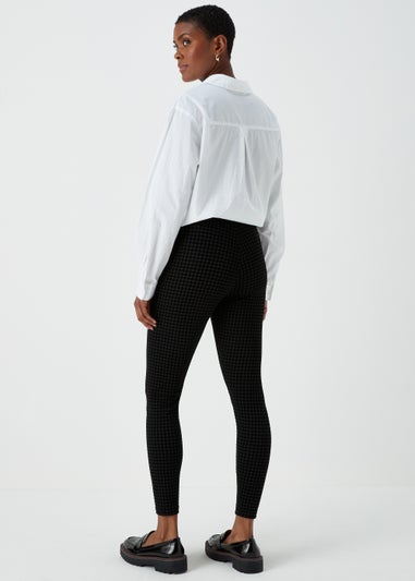 Black Dogtooth Flocked Leggings