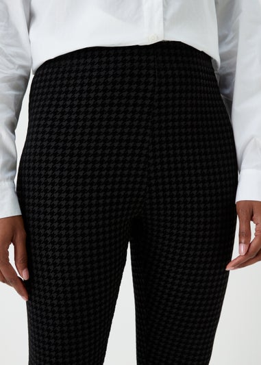 Black Dogtooth Flocked Leggings