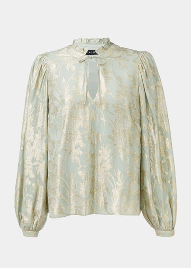 Et Vous Gold Metallic Popover Blouse