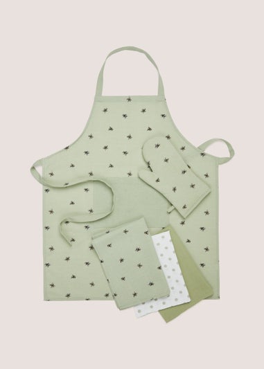 Green Bee Oven Glove Apron & Tea Towel Set