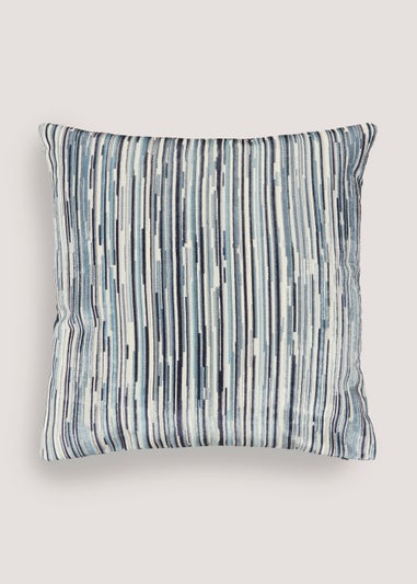 Blue Velvet Stripe Cushion (43cm x 43cm)