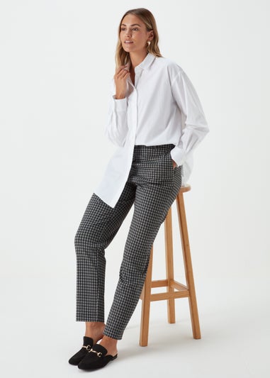 Grey Dogtooth Check Elasticated Trousers
