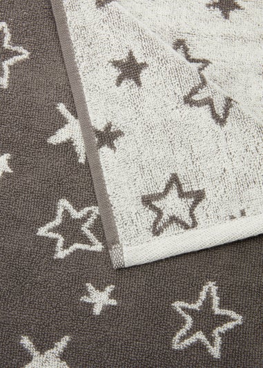 Grey Star Print Towels