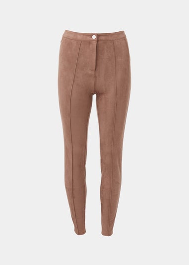 Brown Faux Suede Skinny Trousers - Matalan