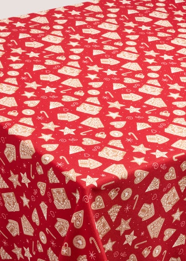 Red Gingerbread Christmas Tablecloth (200cm x 135cm)