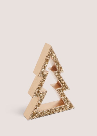 Gold Small Christmas Tree Decoration (11.5cm x 2.5cm x 15cm)