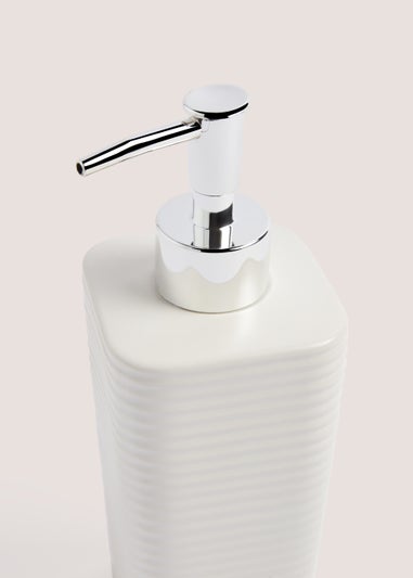 White Ceramic Soap Dispenser (18cm x 7.5cm x 7.5cm)