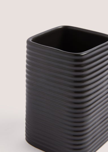 Black Ceramic Bathroom Tumbler - (7.5cm x 7.5cm x 11.5cm)