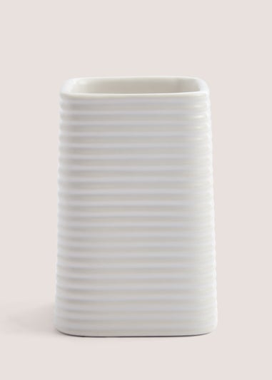 White Ceramic Bathroom Tumbler (7.5cm x 7.5cm x 11.5cm)