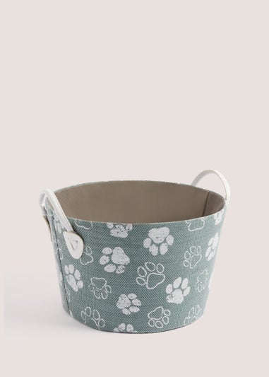 Green Paw Print Toy Basket (20cm x 33cm x 33cm)